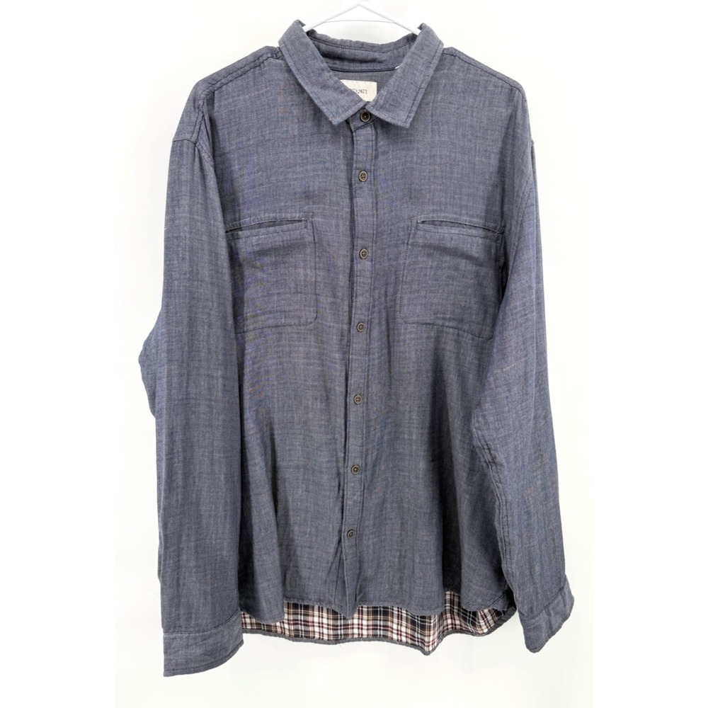 Stitch Note Chambray Denim Shirt Flannel Lined Button Shirt Chore Ranch Men XXL